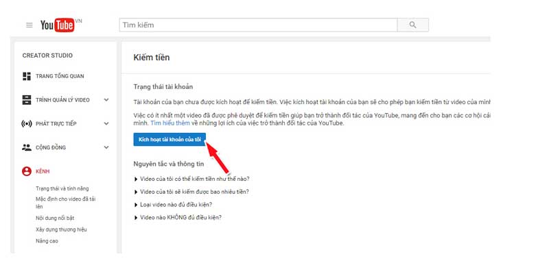 Hướng dẫn liên kết kênh Youtube với tài khoản Google Adsense